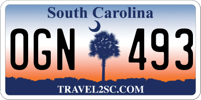 SC license plate OGN493