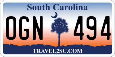 SC license plate OGN494