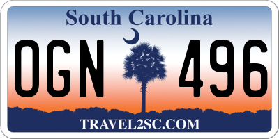 SC license plate OGN496