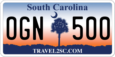 SC license plate OGN500
