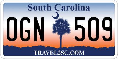 SC license plate OGN509