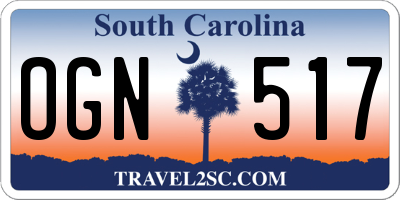 SC license plate OGN517