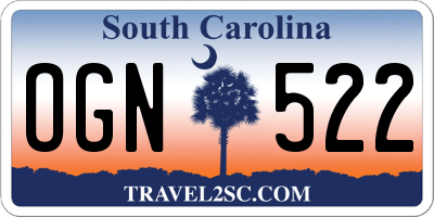 SC license plate OGN522