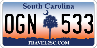 SC license plate OGN533