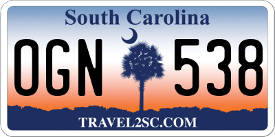 SC license plate OGN538