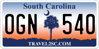 SC license plate OGN540