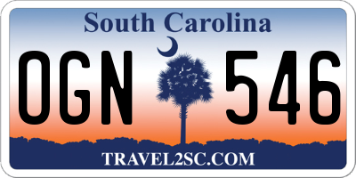 SC license plate OGN546