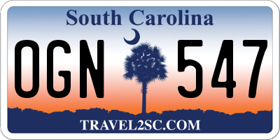 SC license plate OGN547