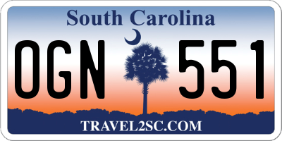 SC license plate OGN551