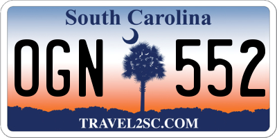 SC license plate OGN552