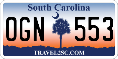SC license plate OGN553