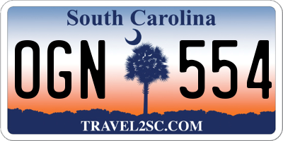 SC license plate OGN554