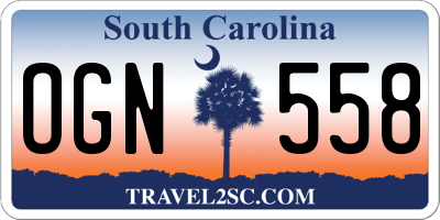 SC license plate OGN558