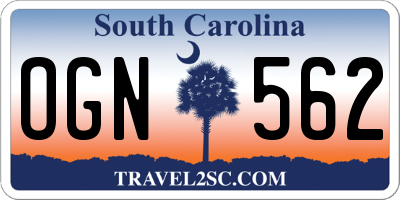 SC license plate OGN562