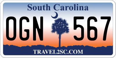 SC license plate OGN567