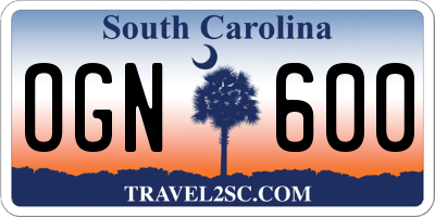 SC license plate OGN600