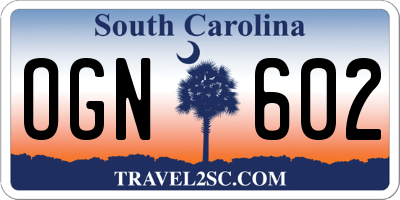 SC license plate OGN602