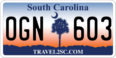 SC license plate OGN603