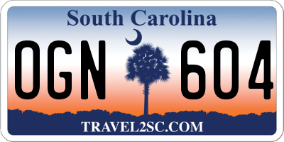 SC license plate OGN604