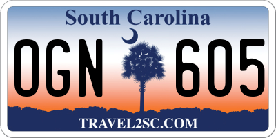 SC license plate OGN605