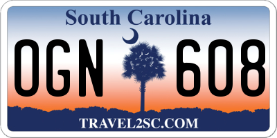 SC license plate OGN608