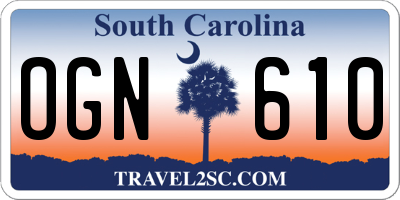 SC license plate OGN610