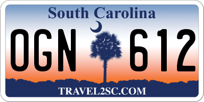 SC license plate OGN612