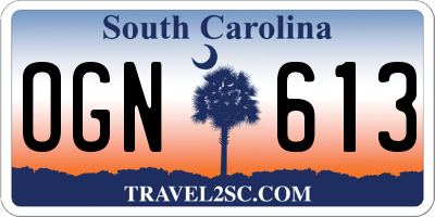 SC license plate OGN613