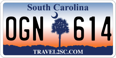 SC license plate OGN614