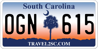 SC license plate OGN615