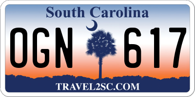 SC license plate OGN617