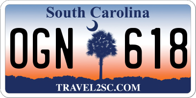 SC license plate OGN618