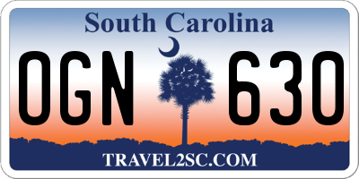 SC license plate OGN630