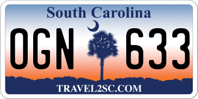 SC license plate OGN633