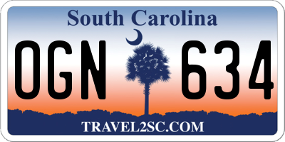 SC license plate OGN634