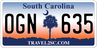SC license plate OGN635