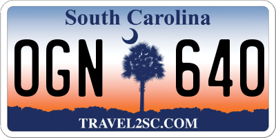 SC license plate OGN640