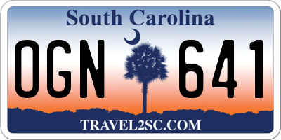 SC license plate OGN641