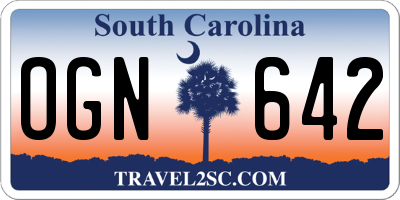 SC license plate OGN642