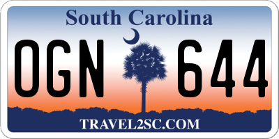 SC license plate OGN644