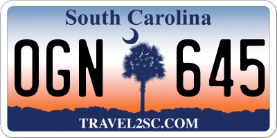 SC license plate OGN645