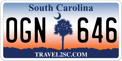 SC license plate OGN646