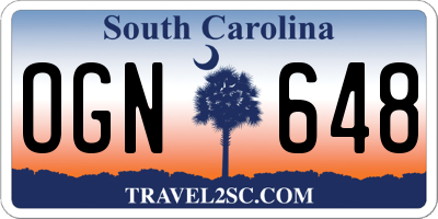 SC license plate OGN648