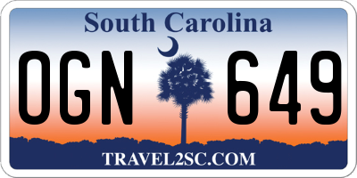 SC license plate OGN649