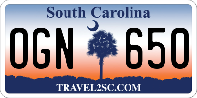 SC license plate OGN650