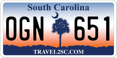 SC license plate OGN651