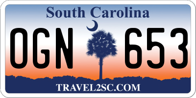 SC license plate OGN653
