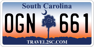 SC license plate OGN661