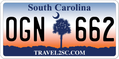 SC license plate OGN662