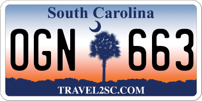 SC license plate OGN663